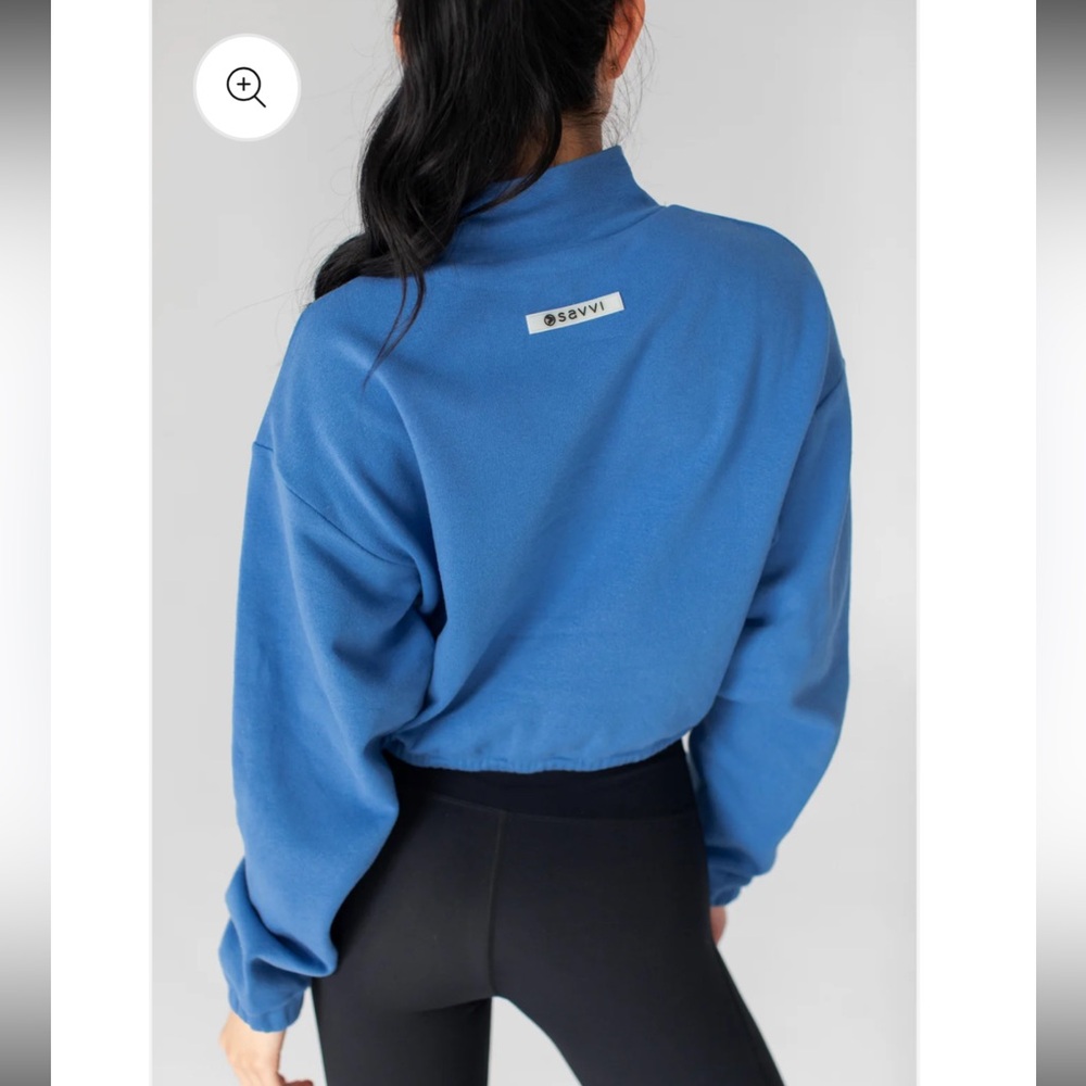 Savvi Tara Crop Sweatshirt in Cobalt Blue Size Small - Picture 2 of 7